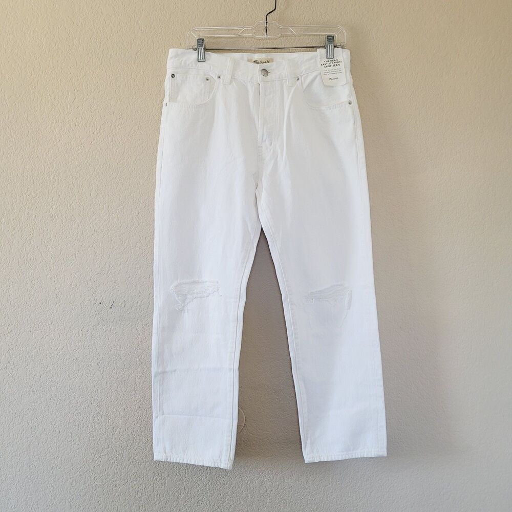 Madewell Womens The Dean Easy Straight Crop Jeans Size 27 White Button Fly Nwt